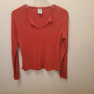 Women's Old Navy Top, V neck, Red Sparkle, Size L, Long Sleeve, Great condition!